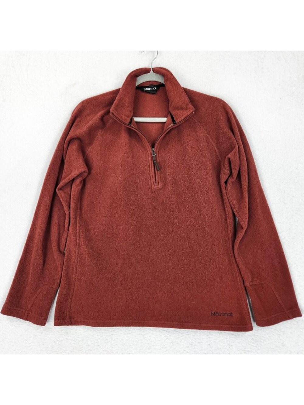 Marmot Sweater Womens Medium Burnt Orange Drop Line 1/4 Zip Fleece Pullover